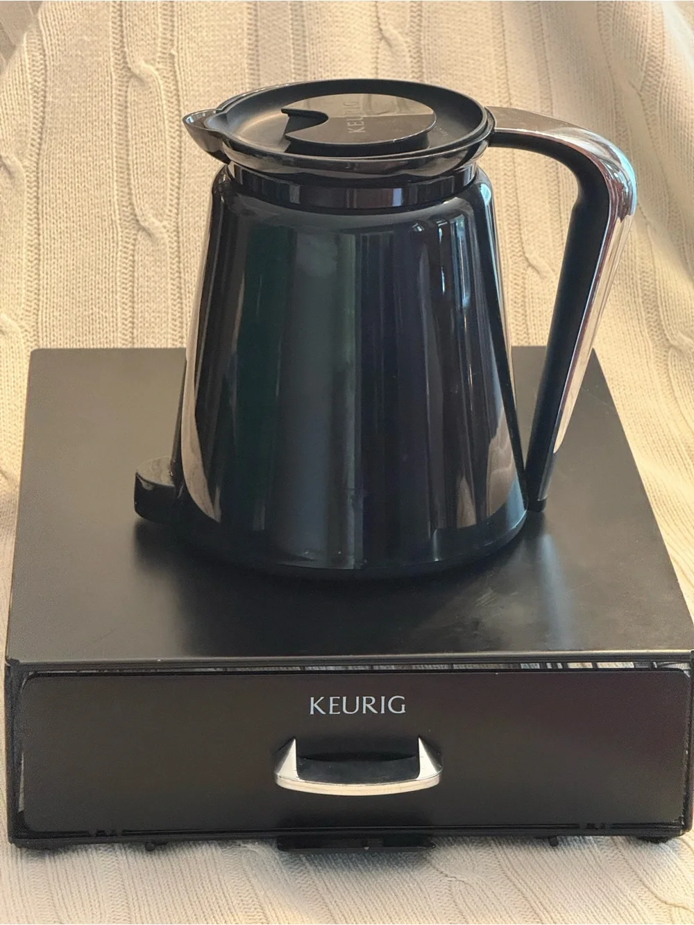 Keurig Black Coffee Pod Drawer Organizer with Black Carafe